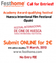 Call for Entries!! Academy Award-qualifying, HUESCA International Film Festival (Spain), submit for 2€!!  